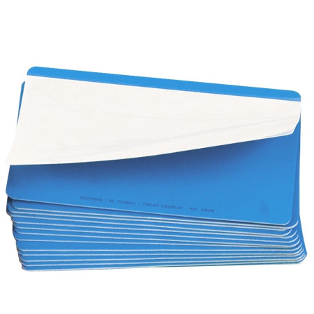 CARTE VIERGE R/V EN PVC BLEU AVEC OVERLAY