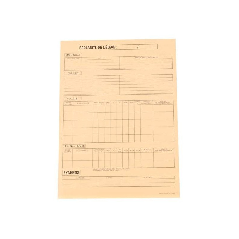 DOSSIER SCOLAIRE - LA FICHE MOBILE