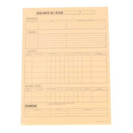 DOSSIER SCOLAIRE - LA FICHE MOBILE