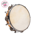  TAMBOURIN FUZEAU PEAU NATURELLE 20 CM + CYMBALETTES