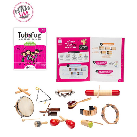 LOT FUZEAU LIVRET TUTOFUZ MON COACH MUSICIEN PETITES PERCUSSIONS + 12 INSTRUMENTS