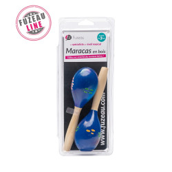 PAIRE DE MARACAS FUZEAU EN BOIS PEINT L. 20 CM SOUS BLISTER