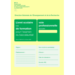 LIVRET SCOLAIRE BAC PRO AGRICOLE 3 ANS