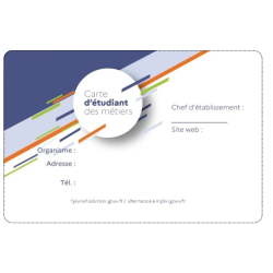 CARTE D'ETUDIANT DES METIERS A PERSONNALISER