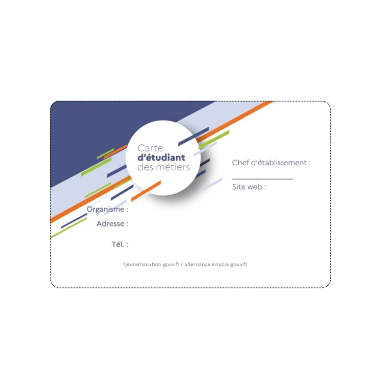 CARTE D'ETUDIANT DES METIERS A PERSONNALISER CARTE D'ETUDIANT DES METIERS A PERSONNALISER