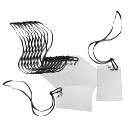 LOTS DE 10 ETUIS TRANSPARENTS FORMAT 105 X 148 MM AVEC CORDONS