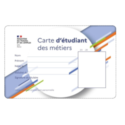 CARTE D'ETUDIANT DES METIERS A PERSONNALISER