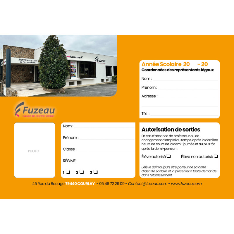 CARTE DE SCOLARITE PERSONNALISEE