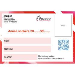 CARTE DE SCOLARITE PERSONNALISEE