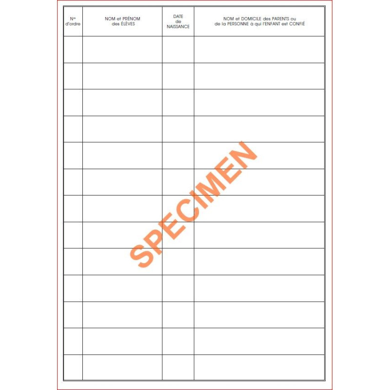 Registre Des Élèves Inscrits - Cahier De Bureau Pour École - Format Classique