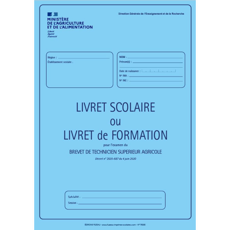 LIVRET SCOLAIRE POUR LES ETUDIANTS EN BTSA LIVRET SCOLAIRE POUR LES ETUDIANTS EN BTSA