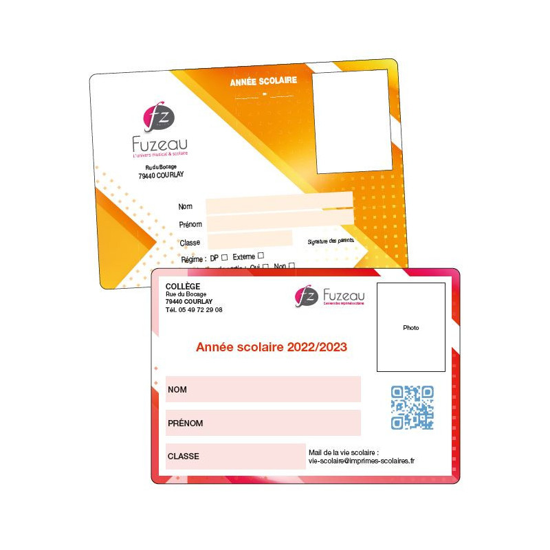 CARTE DE SCOLARITE PERSONNALISEE CARTE DE SCOLARITE PERSONNALISEE