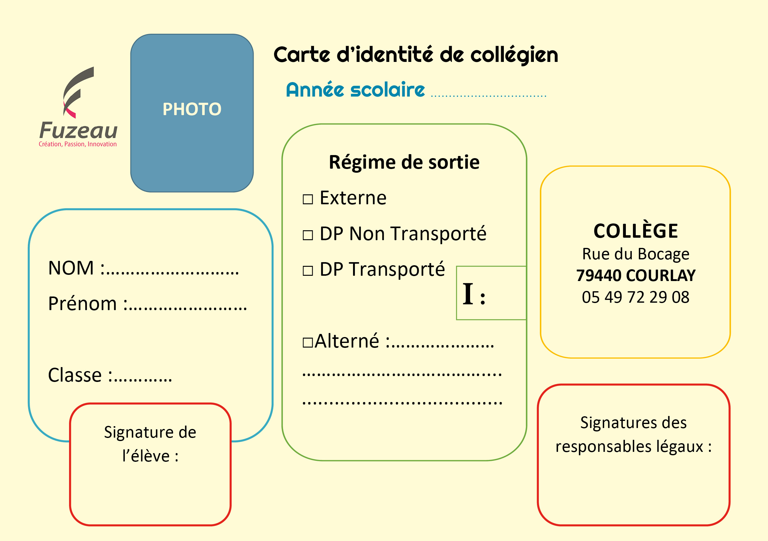 carte de scolarité FUZEAU