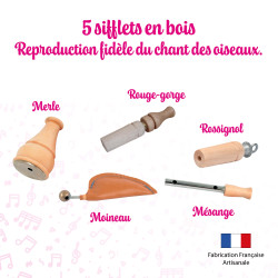 Coffret 5 Appeaux | Imiter le son des Oiseaux des Jardins | Fuzeau