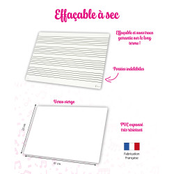 Ardoise | 4 Portées Indélibiles | Effaçable à sec | Fuzeau