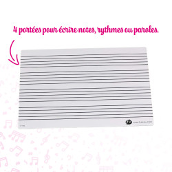 Ardoise | 4 Portées Indélibiles | Effaçable à sec | Fuzeau