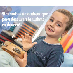 Tambourin Ø 15 cm | Peau Naturelle | Avec 8 Cymbalettes | Fuzeau