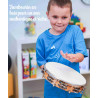 Tambourin |Avec Peau Naturelle | Ø 25 CM | 14 Cymbalettes | Fuzeau