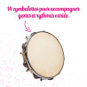 Tambourin |Avec Peau Naturelle | Ø 25 CM | 14 Cymbalettes | Fuzeau