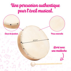 TAMBOURIN | Ø 20 CM | Sans Cymbalette | Fuzeau