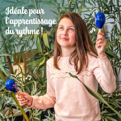Paire de Maracas | En bois | Violettes | Fuzeau