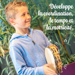 Tambourin | Ø 20 CM | Avec Peau Naturelle et Cymbalettes | Fuzeau