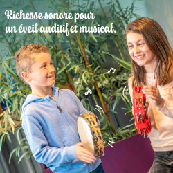 Tambourin | Ø 20 CM | Avec Peau Naturelle et Cymbalettes | Fuzeau