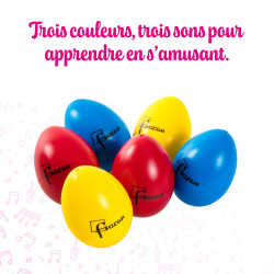 Lot de 3 Paires | Oeufs Sonores | Bleu | Jaune | Rouge | Fuzeau