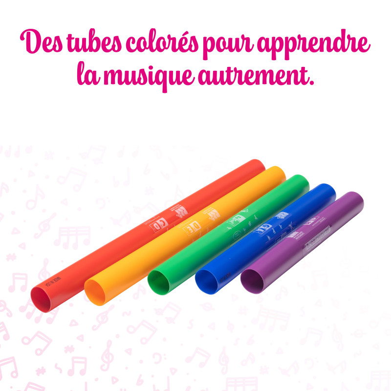 Lot de 5 Tubes Sonores | Boomwhackers Chromatiques | 5 Notes | Fuzeau