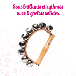 Couronne 9 Grelots | Montés sur Cuir | Poignée Bois | Fuzeau