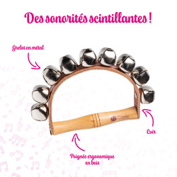 Couronne 9 Grelots | Montés sur Cuir | Poignée Bois | Fuzeau