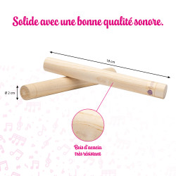 Lot 10 Paires de Claves |En bois Acacia | L. 18 cm | Fuzeau
