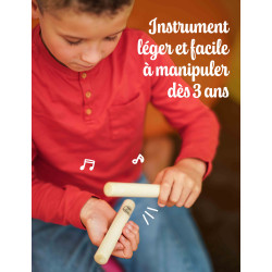 Paire de Claves | Bois Acacia | Longueur 14 cm | Fuzeau