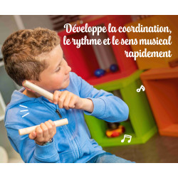 Paire de Claves | Bois Acacia | Longueur 14 cm | Fuzeau