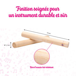 Paire de Claves | Bois Acacia | Longueur 14 cm | Fuzeau