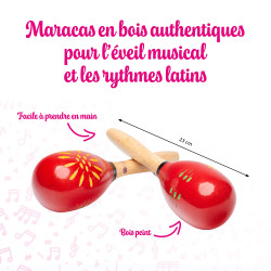 Maracas | La Paire | En bois | Coloris Rouge | Fuzeau