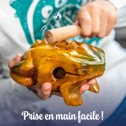Grenouille Guiro | 14 cm | En bois | Fuzeau