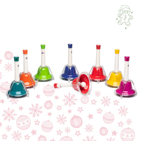 JEU DIATONIQUE DE 8 CLOCHES COLOREES ACCORDEES