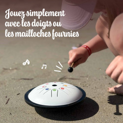 TONGUE DRUM |  diamètre 18 cm | BLANC | FUZEAU