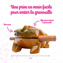 Grenouille Guiro | Dimension 10 CM | En bois | Fuzeau