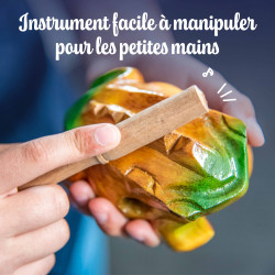 Grenouille Guiro | Dimension 10 CM | En bois | Fuzeau