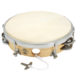 Tambourin | Ø 20 CM | Avec Peau Naturelle et Cymbalettes | Fuzeau