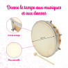 Tambourin | Ø 25 CM | Avec Peau Naturelle | Fuzeau