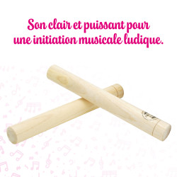 Paire de Claves | Bois Acacia | Ø 2 cm | Longueur 18 cm | Fuzeau