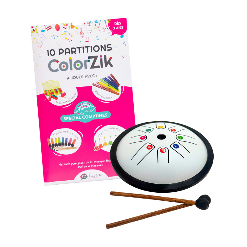 Ensemble Complet | ColorZik Comptines | Tongue Drum Blanc | Fuzeau