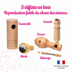 Coffret 5 Appeaux Soufflés | Imiter le son des OIseaux | Campagne | Fuzeau