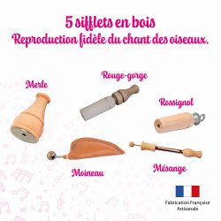 Coffret 5 Appeaux | Imiter le son des Oiseaux des Jardins | Fuzeau
