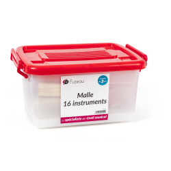 MALLE  FUZEAU DE 16 INSTRUMENTS IDEALE POUR DECOUVRIR LES PERCUSSIONS 