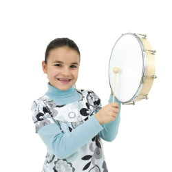 TAMBOURIN AVEC PEAU SYNTHETIQUE DE DIAMETRE 25 CM