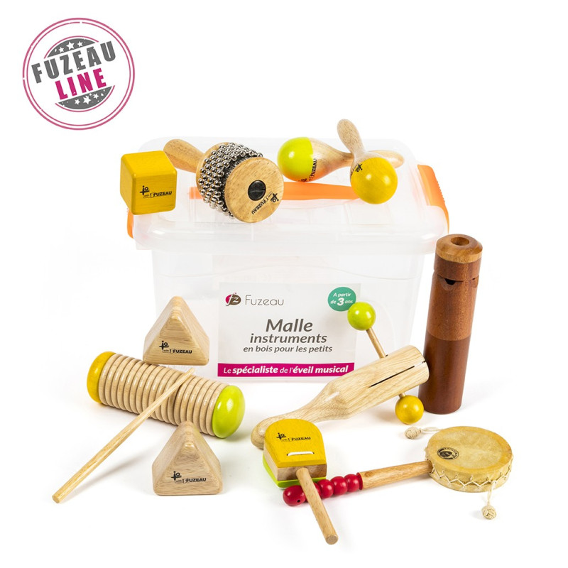 MALLE DE 10 INSTRUMENTS EN BOIS POUR LES PETITS DES 3 ANS 